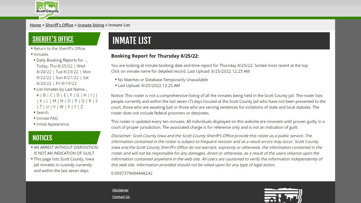 Inmate List - Scott County, Iowa